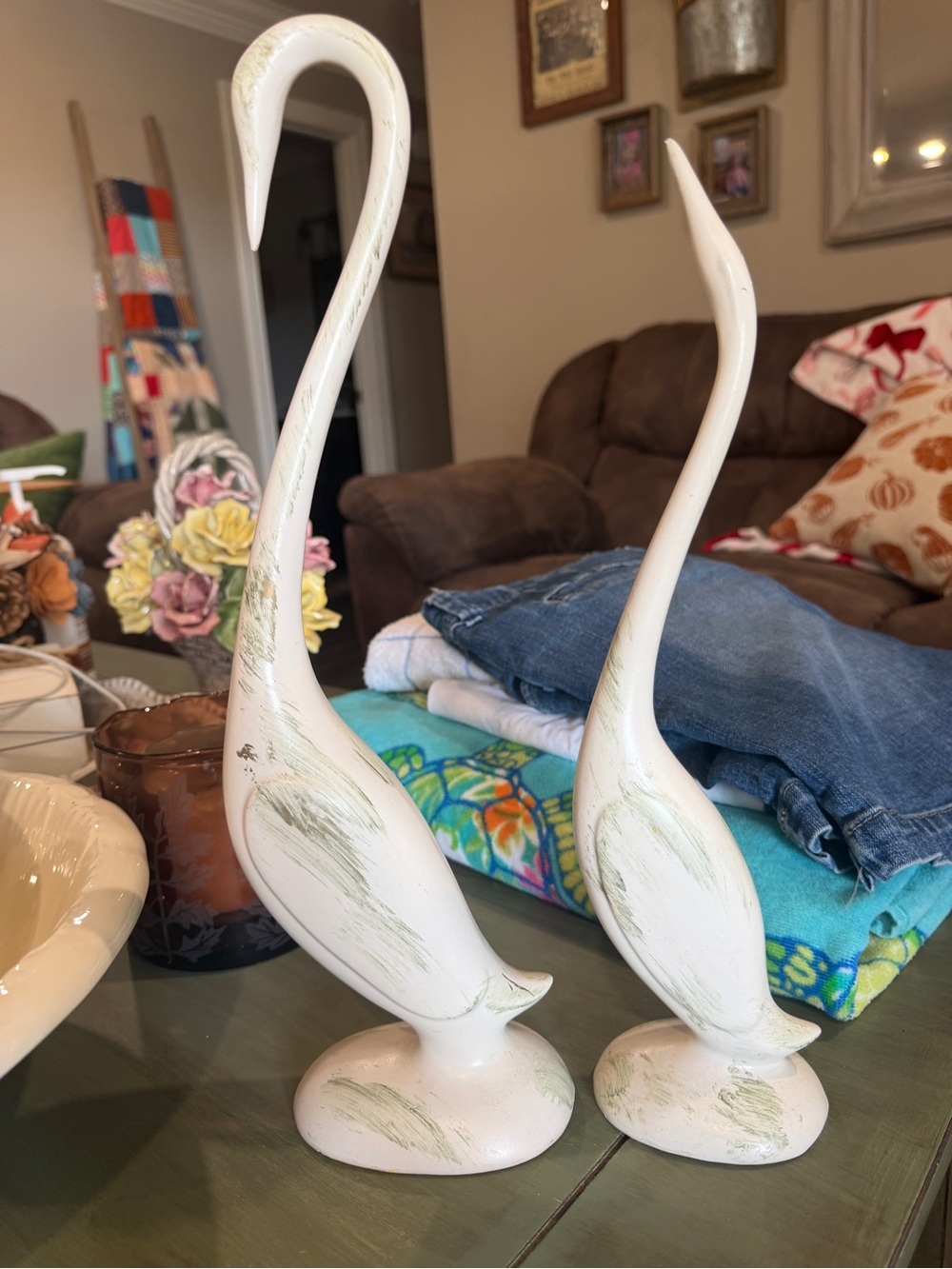 Unbranded White Decorative Ceramic Swan and crane Pair